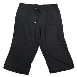 Love & Legend Black Lyocell 2 Pocket Elastic Tie Waist Wide Leg Crop Pants 18